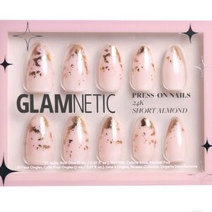 Glamnetic 24K Almond Press-On Nails with Gold Flakes